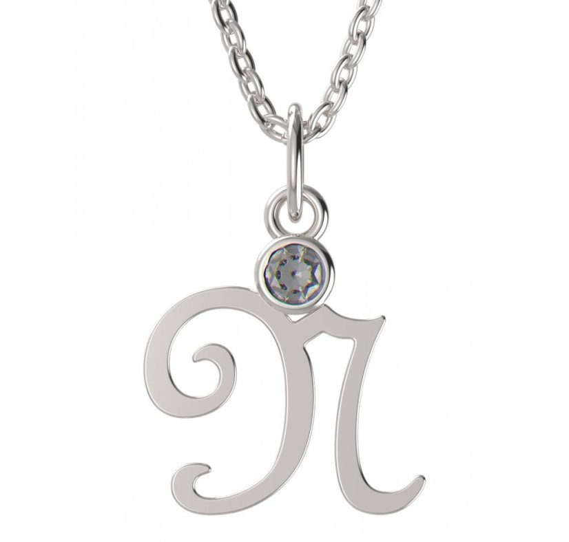 BeKid dětský zlatý přívěsek písmenko N - 1323 Bílé zlato - 585 Diamant