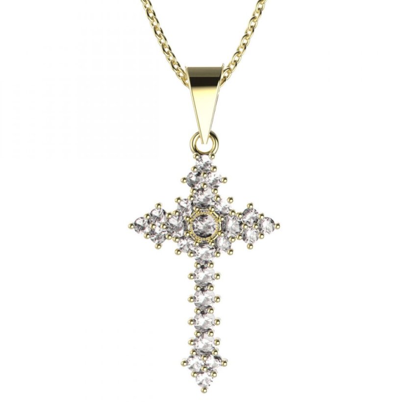 BeKid dětský přívěšek křížek 264 Žluté zlato - 585 Diamant
