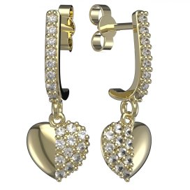 BG zlaté náušnice srdíčko 865 Žluté zlato - 585 Diamant