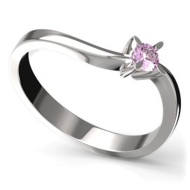 BG zlatý prstýnek 780 Bílé zlato - 585 Růžový kubický zirkon