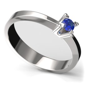 BG zlatý prstýnek 779 Bílé zlato - 585 Tmavě modrý kubický zirkon