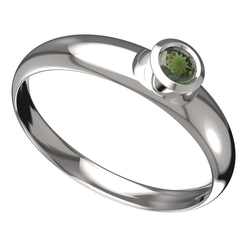 BG vltavínový prsten 551T Bílé zlato - 585 Vltavín