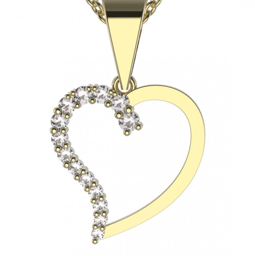 BG zlatý diamantový přívěšek srdíčko 1253 Žluté zlato - 585 Diamant lab-grown