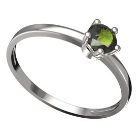 BG vltavínový prsten 874C Bílé zlato - 585 Vltavín