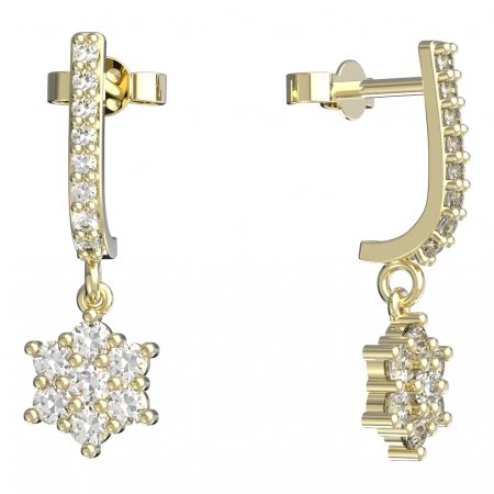 BeKid, Gold kids earrings -109 - Switching on: Circles 15 mm, Metal: White gold 585, Stone: Light blue cubic zircon