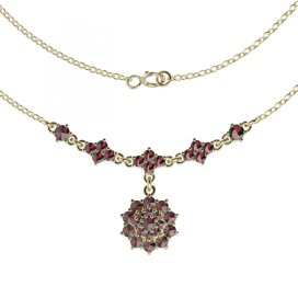 BG náhrdelník 122 Stříbro 925 - ruthenium (30-90dní) Vltavín a granát