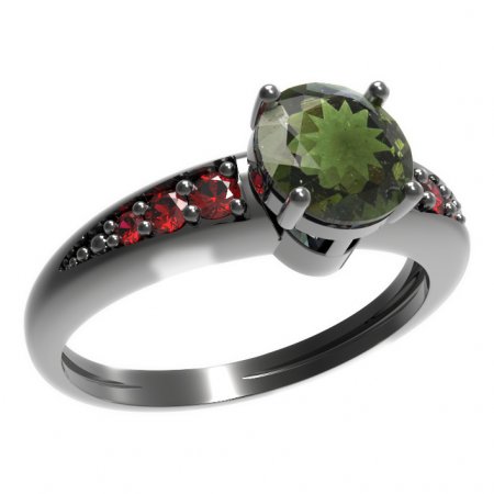 BG prsten kulatý kámen 473-J - Kov: Stříbro 925 - rhodium, Kámen: Granát