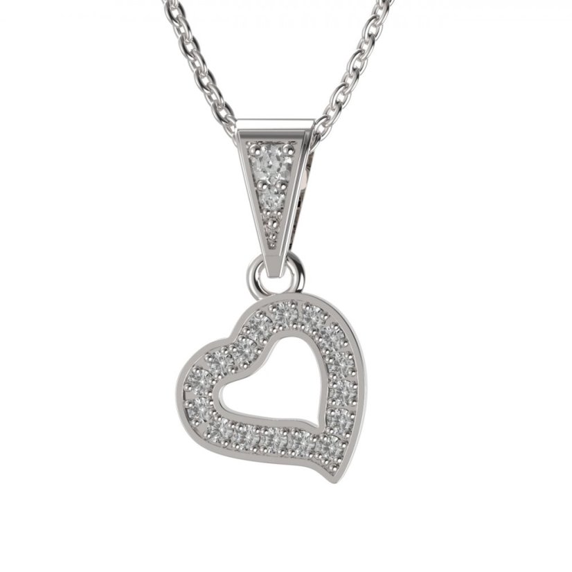 BG přívěs srdce 1576 Bílé zlato - 585 Diamant