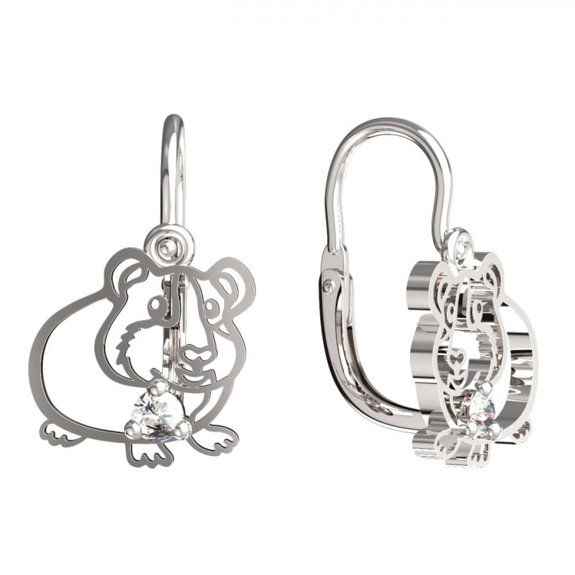 BeKid dětské náušnice morče 1204 Bílé zlato - 585 Diamant