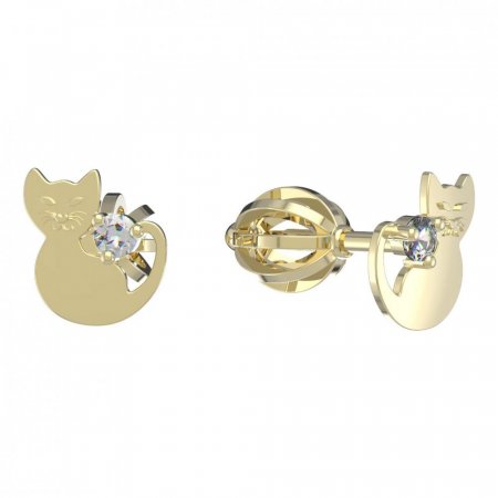 BeKid, Gold kids earrings -1276 - Switching on: Brizura 0-3 roky, Metal: Yellow gold 585, Stone: White cubic zircon