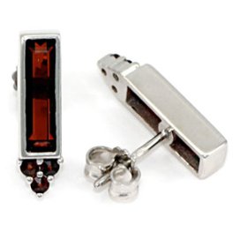 BG náušnice český přírodní granát  902 Bílé zlato - 585 Granát