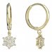 BeKid, Gold kids earrings -109 - Switching on: Chain 9 cm, Metal: White gold 585, Stone: Pink cubic zircon