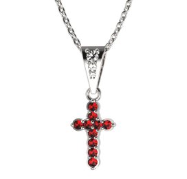 Zlatý přívěsek křížek s červeným zirkonem, bílé zlato 585 – 580 (ZI445802)