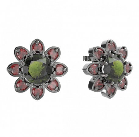 BG earring oval -  698 - Metal: Silver 925 - rhodium, Stone: Garnet
