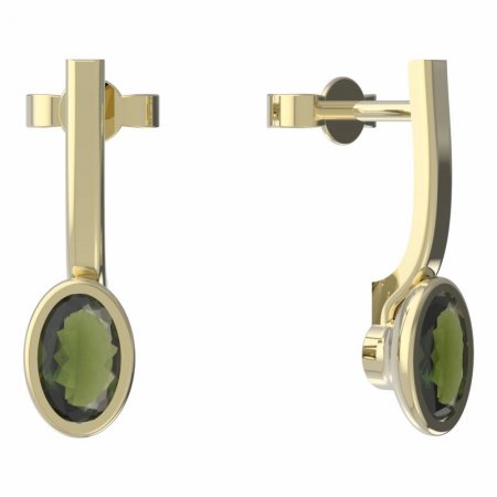 BG moldavit earrings -559 - Switching on: English E, Metal: Yellow gold 585, Stone: Moldavite and cubic zirconium