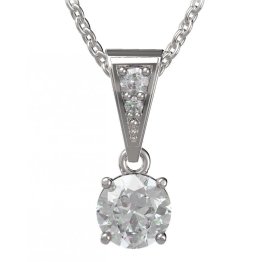 BG zlatý přívěšek  727 Bílé zlato - 585 Bílý kubický zirkon