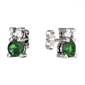 BG zlaté náušnice 746 Bílé zlato - 585 Zelený kubický zirkon