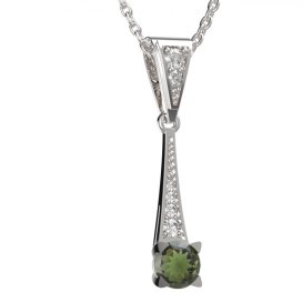BG přívěs vsazen vltavín 985 Bílé zlato - 585 Vltavín a diamant