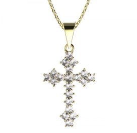 BG zlatý diamantový přívěšek křížek 263 Žluté zlato - 585 Diamant lab-grown