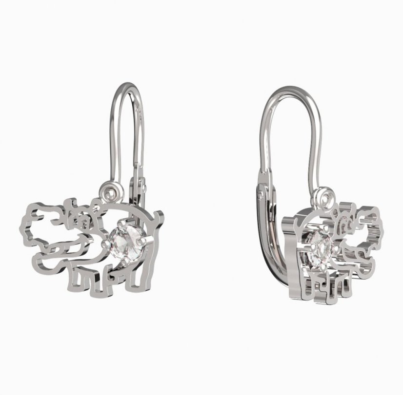 BeKid dětské náušnice hrošík 1188 Bílé zlato - 585 Diamant