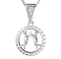 BG zlatý diamantový přívěšek Blíženci 052 Bílé zlato - 585 Diamant lab-grown