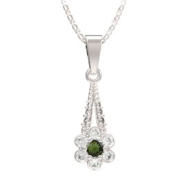 BG přívěs ve tvaru květu 518-G Stříbro 925 - rhodium Vltavín a kubický zirkon