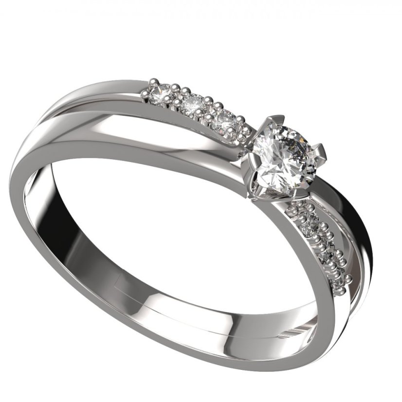 BG zlatý diamantový prstýnek 1443 /zásnubní-snubní/ Bílé zlato - 585 Diamant lab-grown
