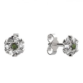 BG vltavínové náušnice 879 Bílé zlato - 585 Vltavín a diamant