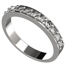 BG zlatý diamantový prstýnek - půlkruh 839 Bílé zlato - 585 Diamant lab-grown