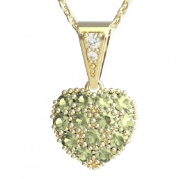 BG zlatý přívěšek srdíčko 1571 Žluté zlato - 585 Zelený kubický zirkon