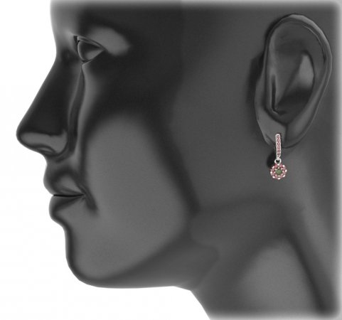 BG circular earring 088-96 - Metal: White gold 585, Stone: Moldavite and cubic zirconium