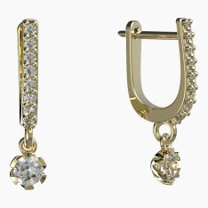 BG zlaté náušnice s diamanty 869 Žluté zlato - 585 Diamant lab-grown