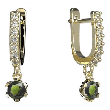 BG moldavit earrings -870 - Switching on: Puzeta, Metal: Yellow gold 585, Stone: Moldavite