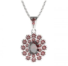 BG přívěs oválný 280-1 Stříbro 925 - rhodium Granát
