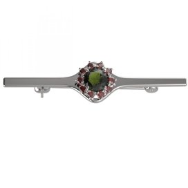 BG brož 511I Stříbro 925 - rhodium Vltavín a granát