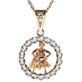 Zlatý přívěsek znamení Vodnář s lab-grown diamantem, růžové zlato 585 – 044 (Zd14044B1)