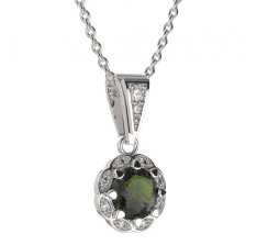 BG přívěs kulatý 993-1 Stříbro 925 - rhodium Vltavín a  kubický zirkon