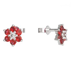 BeKid dětské náušnice hvězdička 853 Bílé zlato - 585 Červený kubický zirkon