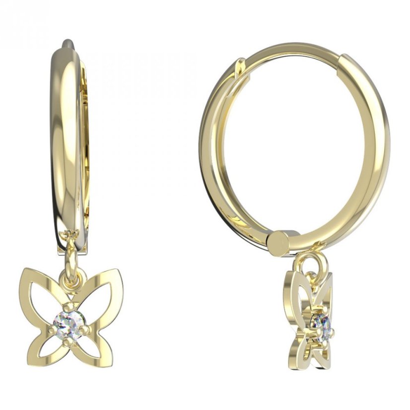 BeKid dětské náušnice motýlek 844 Žluté zlato - 585 Diamant