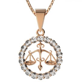 Zlatý přívěsek znamení Váhy s lab-grown diamantem, růžové zlato 585 – 044