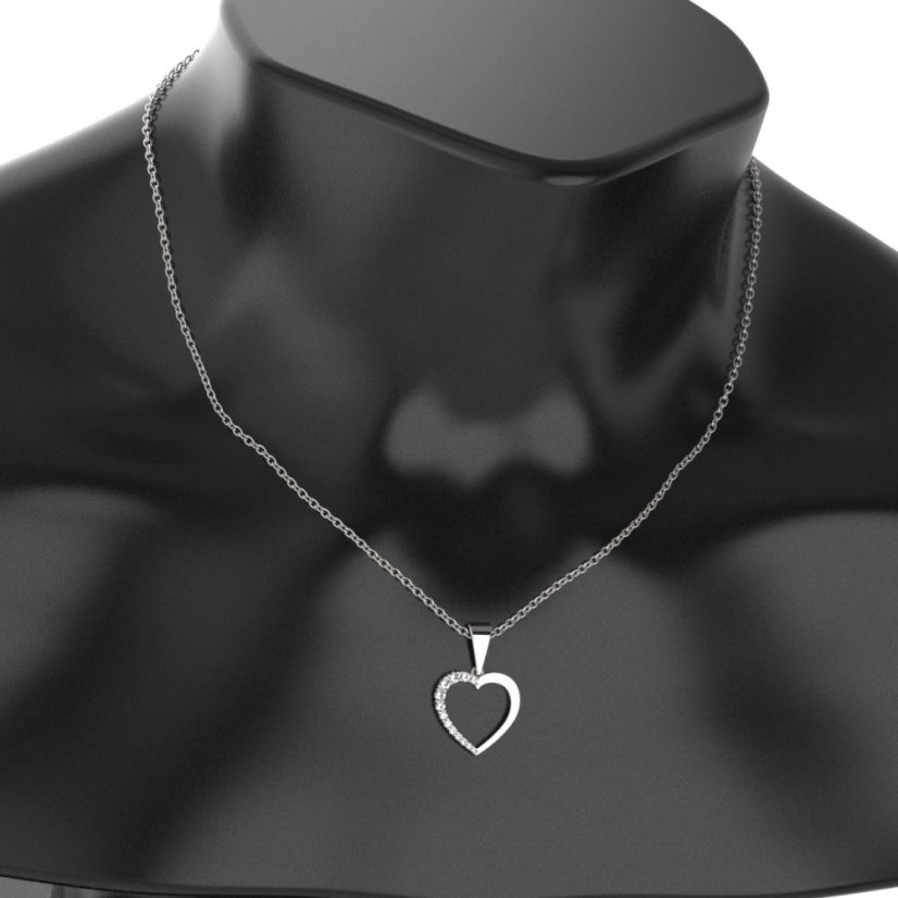 BG zlatý přívěšek srdíčko 1265 Bílé zlato - 585 Diamant