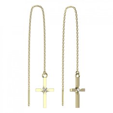 BeKid dívčí  náušnice křížek 1108 Žluté zlato - 585 Bílý kubický zirkon