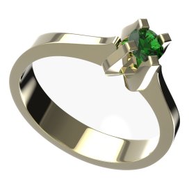 BG zlatý prstýnek 769 Žluté zlato - 585 Zelený kubický zirkon