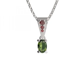 BG přívěs s centrálním oválným kamenem 710 Stříbro 925 - rhodium Vltavín a granát