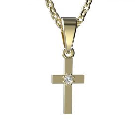 BG zlatý přívěšek křížek 239 Žluté zlato - 585 Bílý kubický zirkon