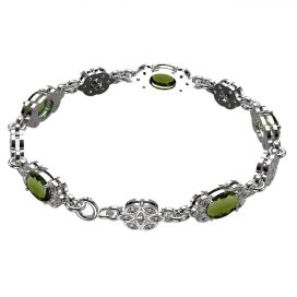 BG náramek vsazený český granát  961+ Stříbro 925 - rhodium Vltavín a  kubický zirkon