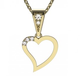 BG zlatý diamantový přívěšek srdíčko 1261 Žluté zlato - 585 Diamant lab-grown