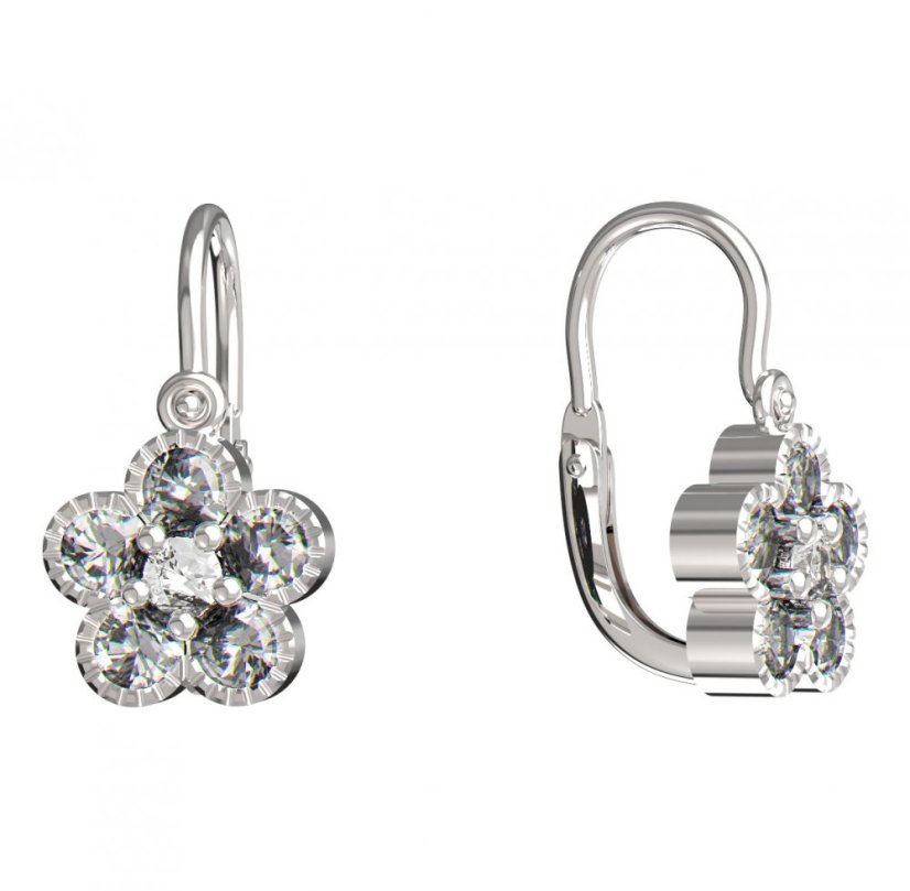BeKid dětské náušnice kytička 856 Bílé zlato - 585 Bílý kubický zirkon
