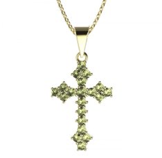 BG zlatý přívěšek křížek 263 Žluté zlato - 585 Zelený kubický zirkon