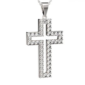 BG zlatý přívěšek křížek 238 Bílé zlato - 585 Diamant
